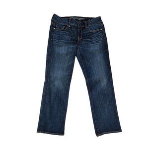 American Eagle Jeans Women 8 31x25 Artist Crop Stretch Low Rise Dark Blue Denim